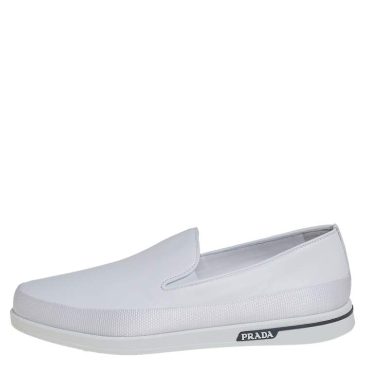 Pre Owned Prada Saint Tropez White Leather Slip-On Sneakers Size 43