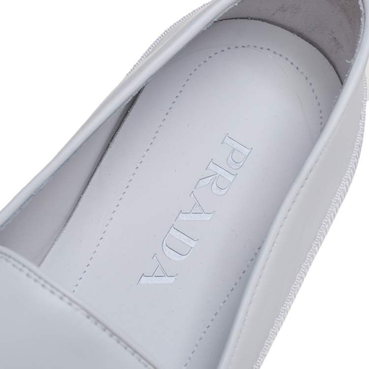 Pre Owned Prada Saint Tropez White Leather Slip-On Sneakers Size 43