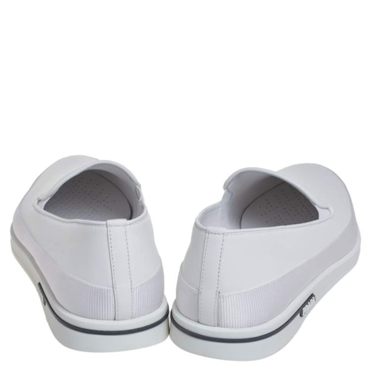 Pre Owned Prada Saint Tropez White Leather Slip-On Sneakers Size 43