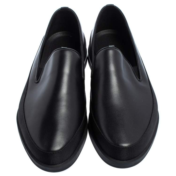 Pre Owned Prada Saint Tropez Black Leather Slip-On Sneakers Size 43