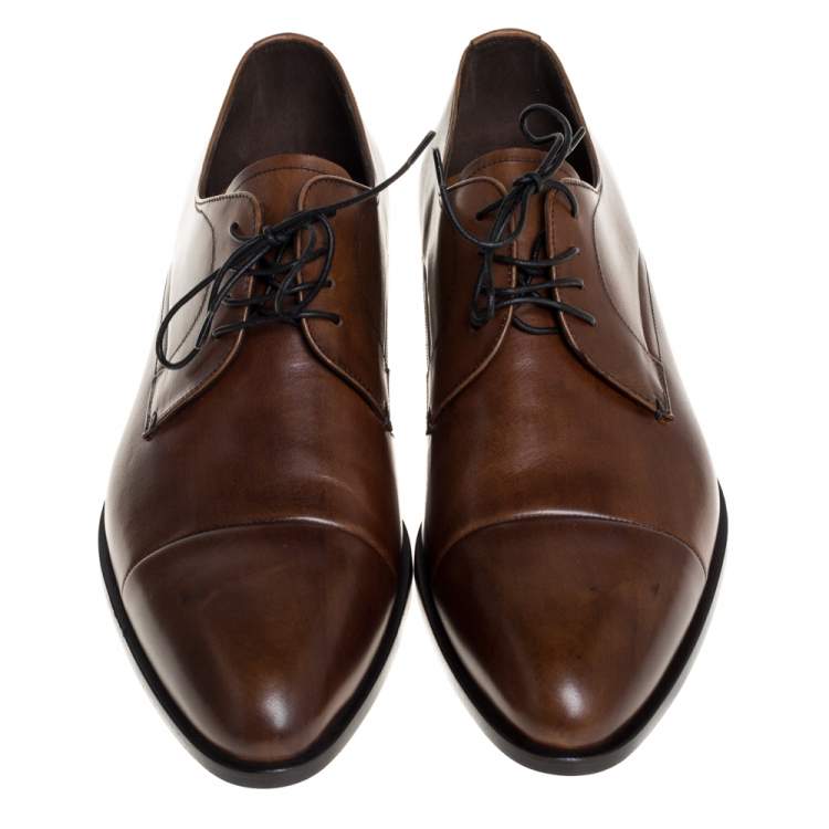 Pre Owned Prada Brown Leather Lace Up Derby Size 41