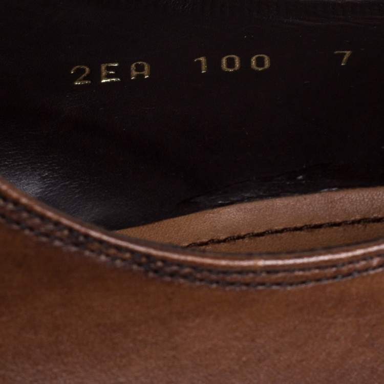 Pre Owned Prada Brown Leather Lace Up Derby Size 41