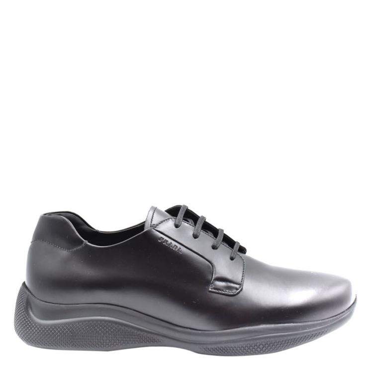 Pre Owned Prada Black Brushed Leather Toblach Sneakers Size EU 43