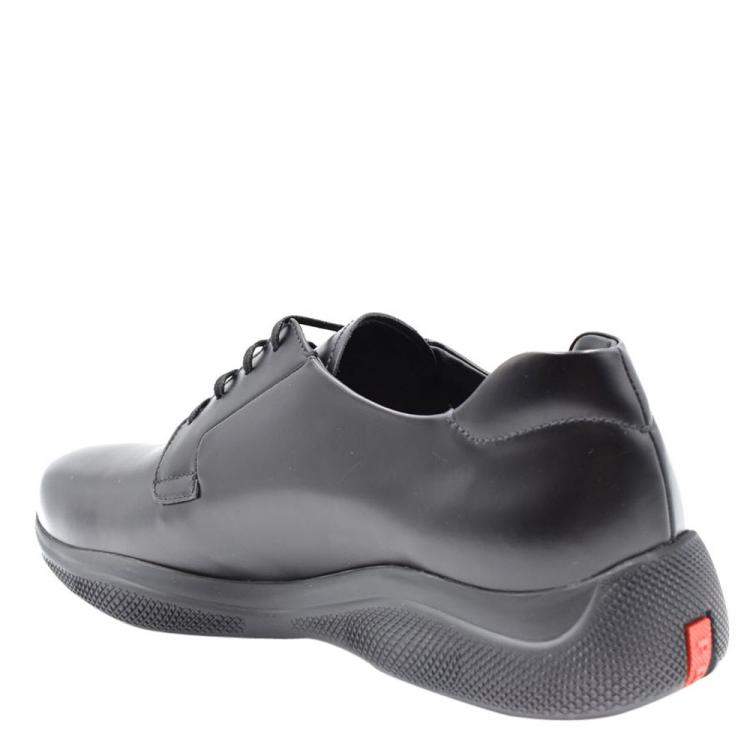 Pre Owned Prada Black Brushed Leather Toblach Sneakers Size EU 43