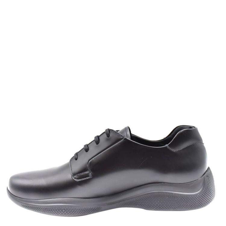 Pre Owned Prada Black Brushed Leather Toblach Sneakers Size EU 43