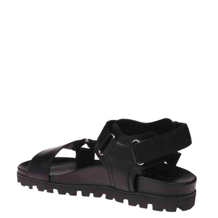 Pre Owned Prada Black Technical Flat Sandals Size EU 40