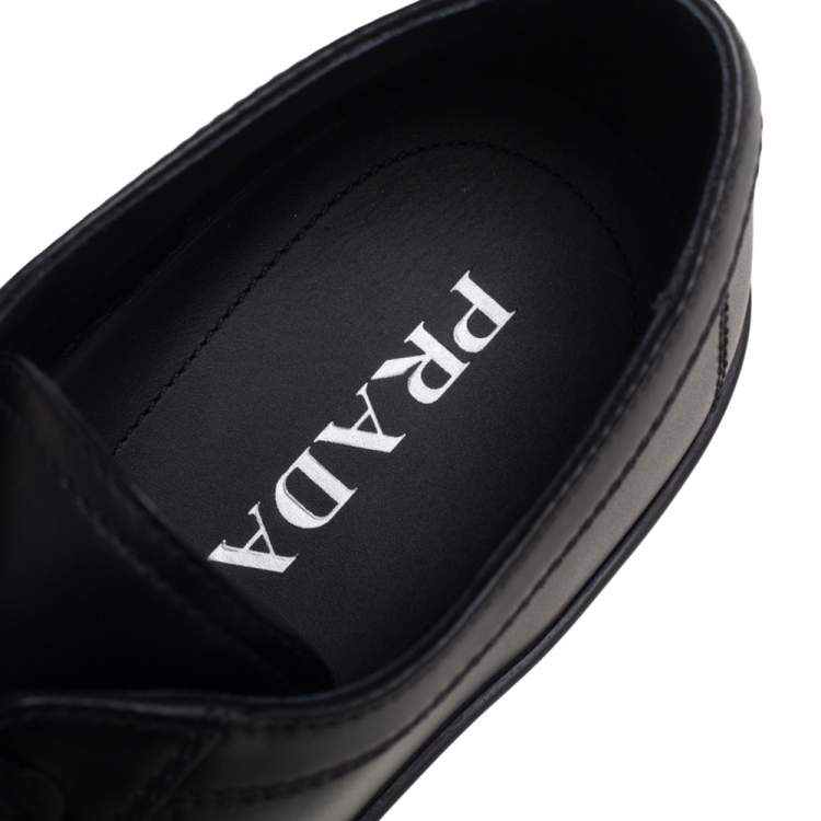 Pre Owned Prada Black Leather Low Top Sneakers Size 44