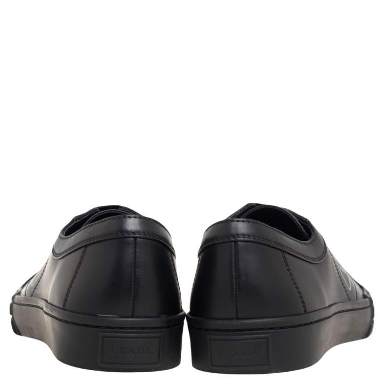 Pre Owned Prada Black Leather Low Top Sneakers Size 44