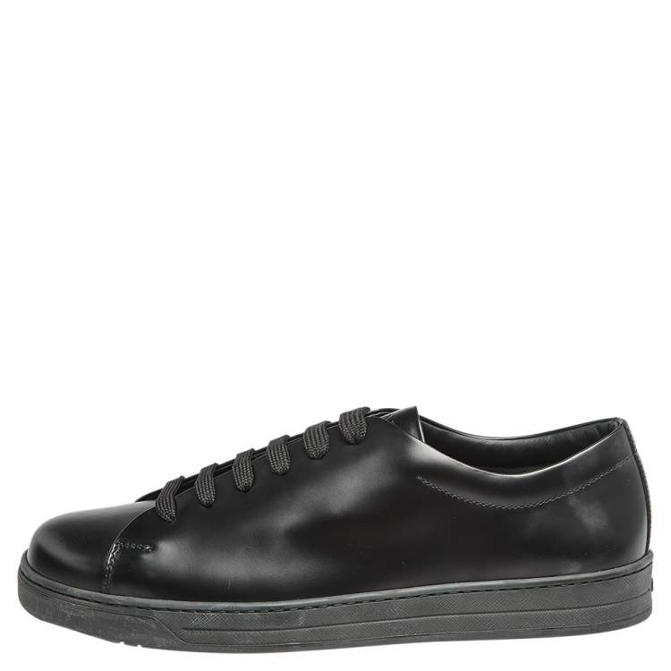 Pre Owned Prada Black Leather Low Top Sneakers Size 42.5
