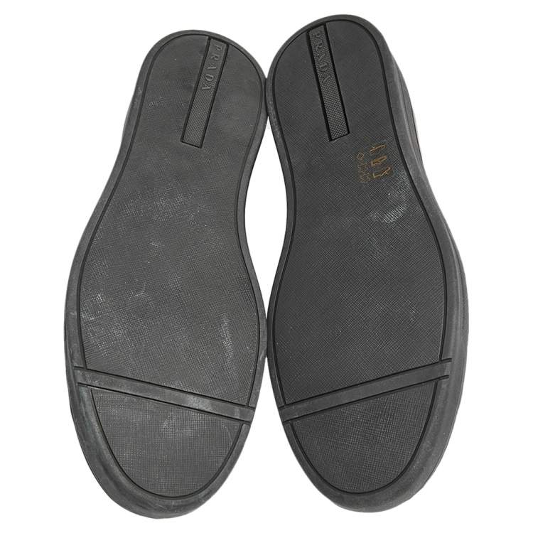 Pre Owned Prada Black Leather Low Top Sneakers Size 42.5