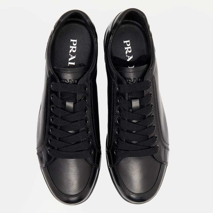Pre Owned Prada Black Leather Low Top Sneakers Size 41