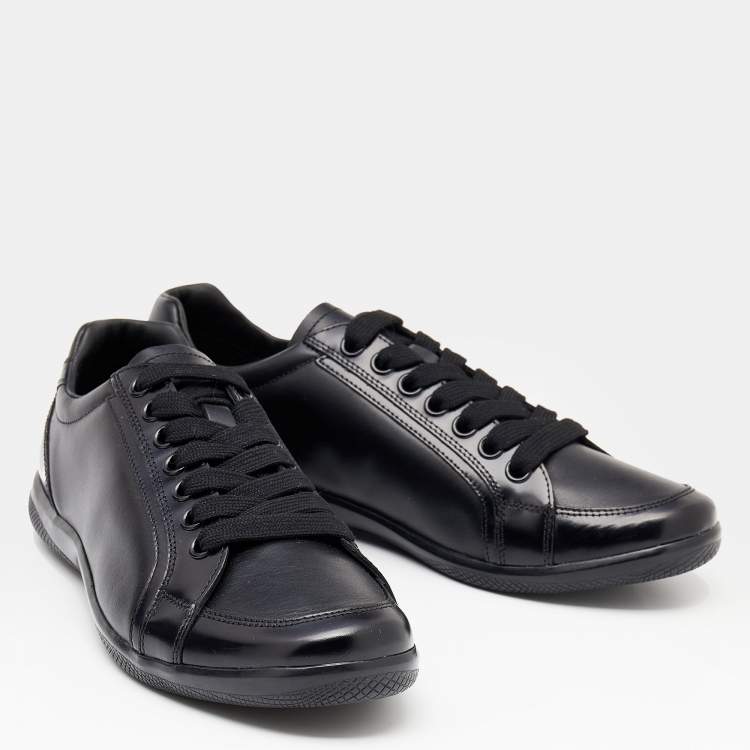 Pre Owned Prada Black Leather Low Top Sneakers Size 41