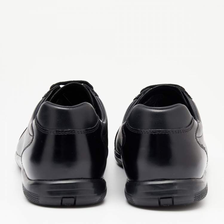 Pre Owned Prada Black Leather Low Top Sneakers Size 41