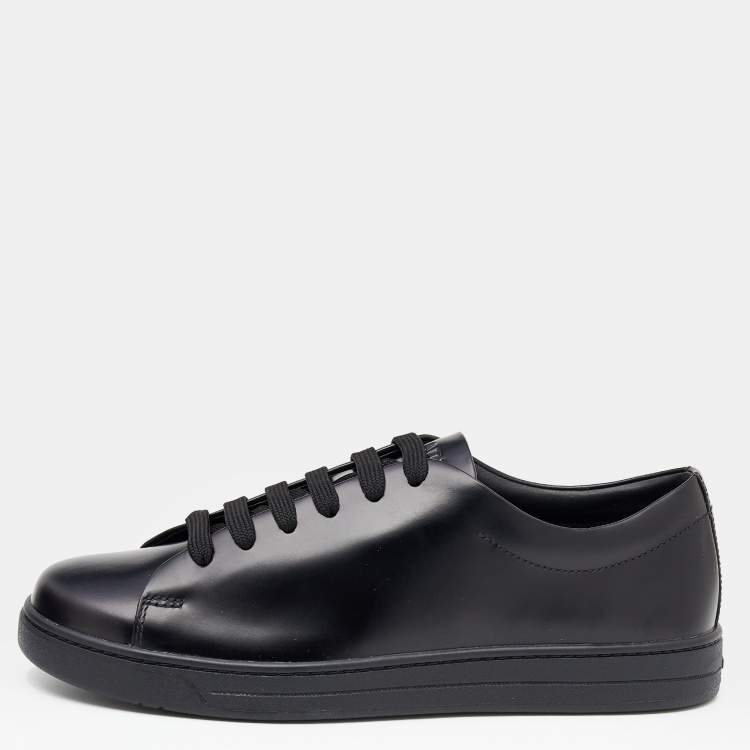 Prada Black Leather Low Top Sneakers Size 41.5 Gucci
