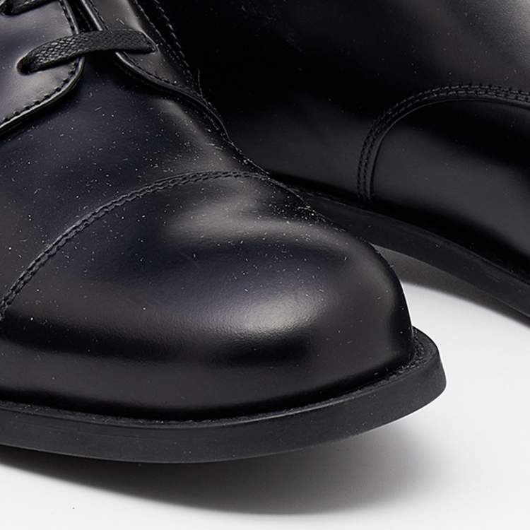 Pre Owned Prada Black Leather Lace Up Oxfords Size 41