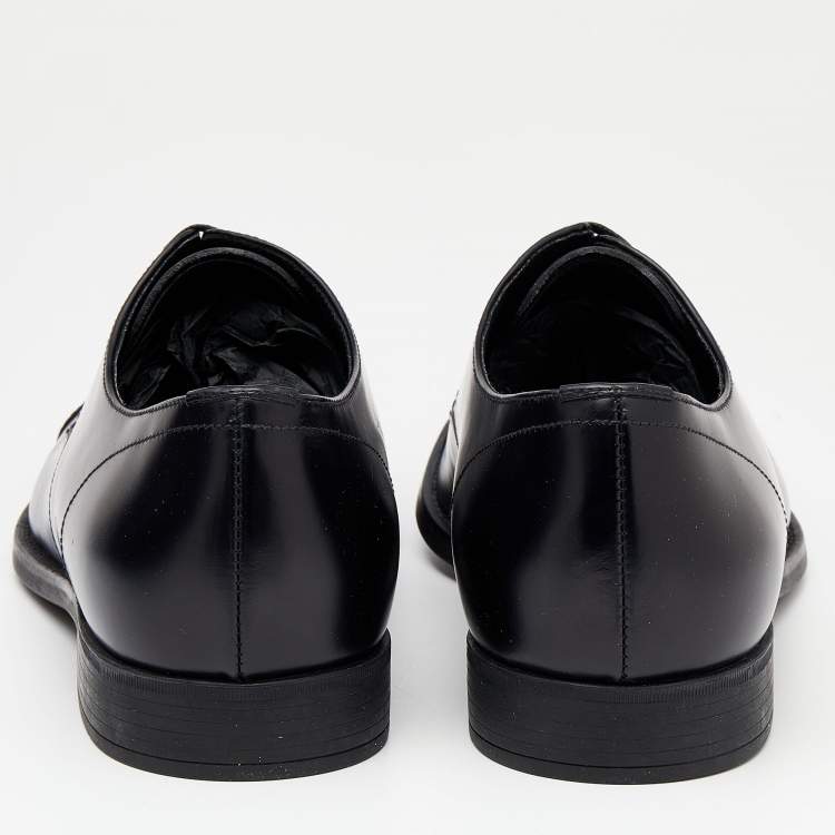Pre Owned Prada Black Leather Lace Up Oxfords Size 41