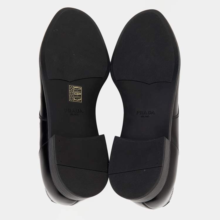 Pre Owned Prada Black Leather Lace Up Oxfords Size 41