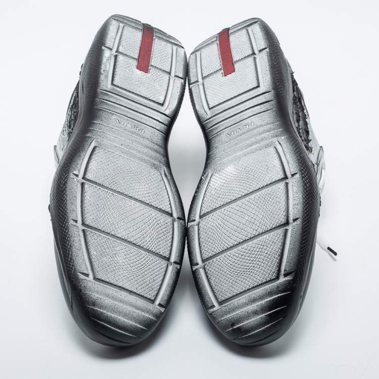Pre Owned Cass x Prada White/Black Leather America's Cup "Att4ck" Sneakers Size 43.5