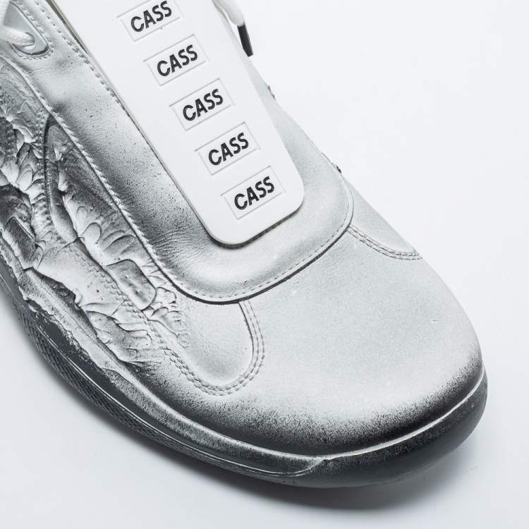 Pre Owned Cass x Prada White/Black Leather America's Cup "Att4ck" Sneakers Size 43.5