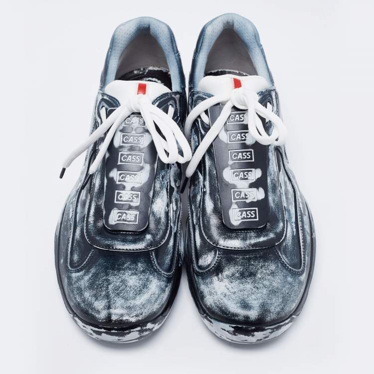 Pre Owned Cass x Prada Black/White America's Cup Sust4in Low-Top Sneakers Size 43