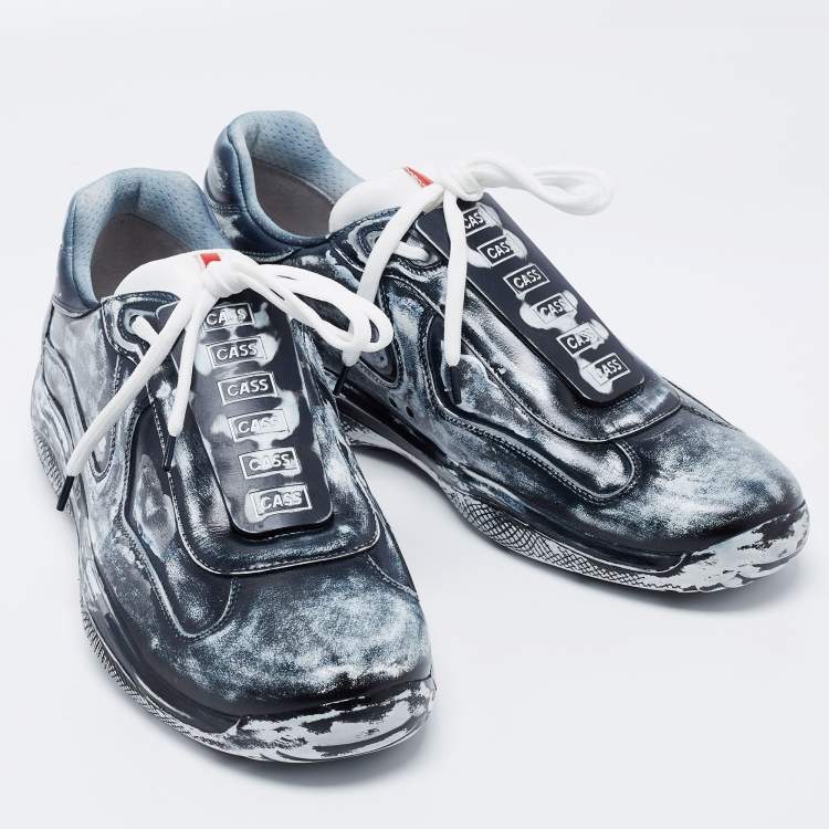 Pre Owned Cass x Prada Black/White America's Cup Sust4in Low-Top Sneakers Size 43