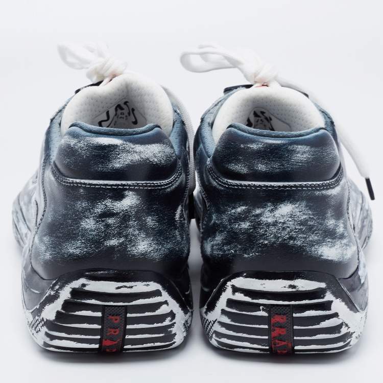 Pre Owned Cass x Prada Black/White America's Cup Sust4in Low-Top Sneakers Size 43