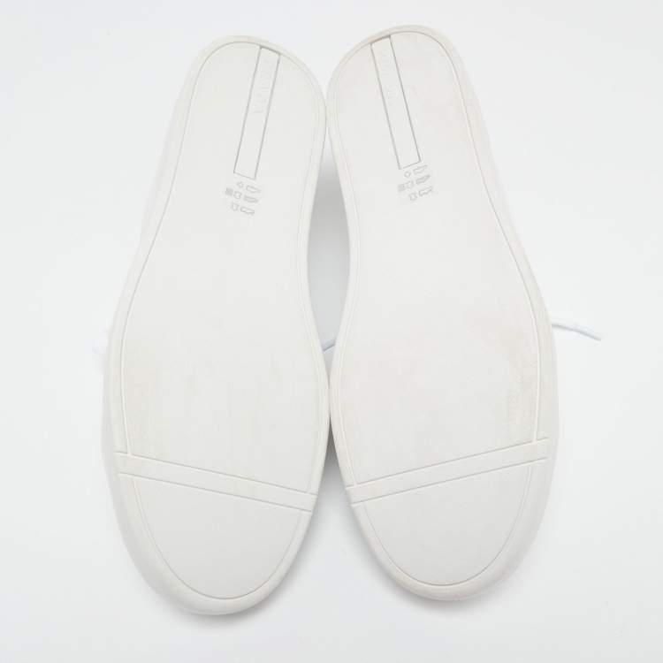 Pre Owned Prada White/Black Leather Low Top Sneakers  Size 44.5