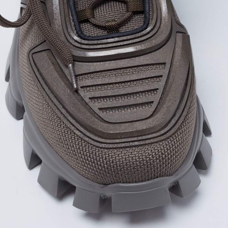 Pre Owned Prada Grey Knit Fabric and Rubber Cloudbust Thunder Sneakers Size 42.5