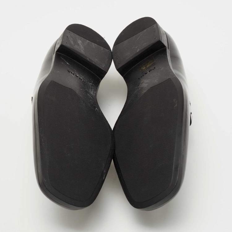 Pre Owned Prada Black Leather Slip On Loafers Size 42
