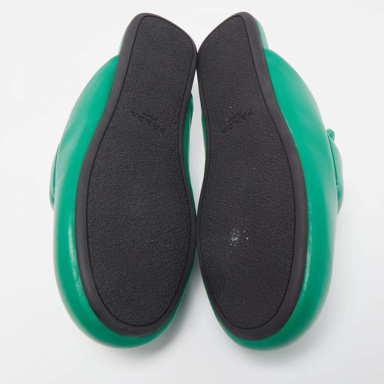 Pre Owned Prada Green Leather Sabots Mule Size 38