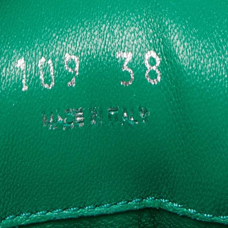 Pre Owned Prada Green Leather Sabots Mule Size 38