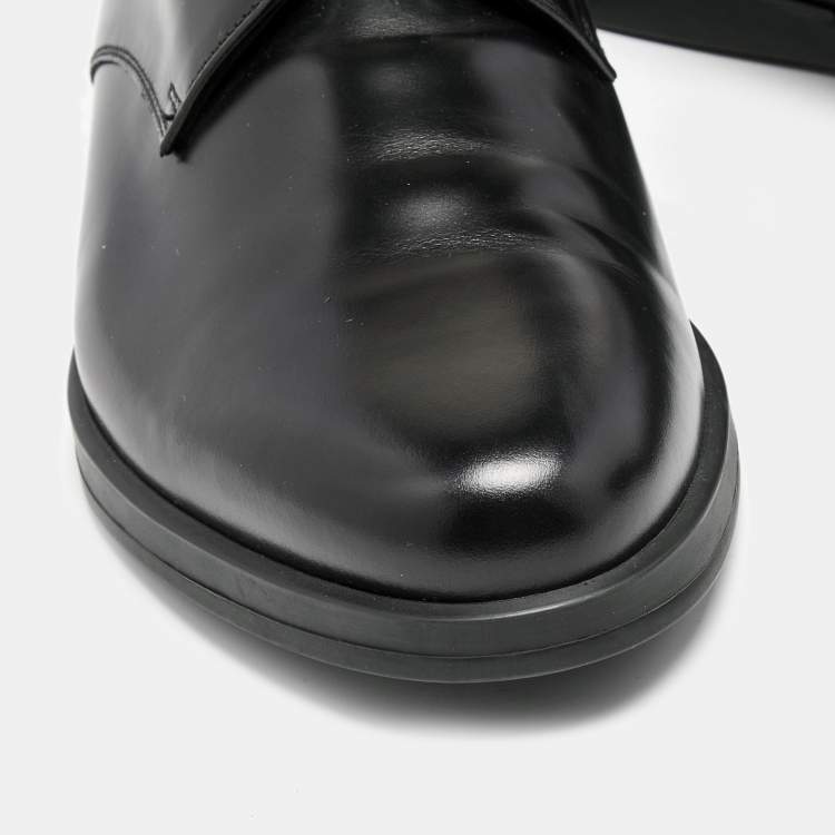 Pre Owned Prada Black Leather Lace Up Derby Size 43.5