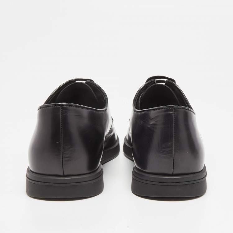 Pre Owned Prada Black Leather Lace Up Derby Size 43.5