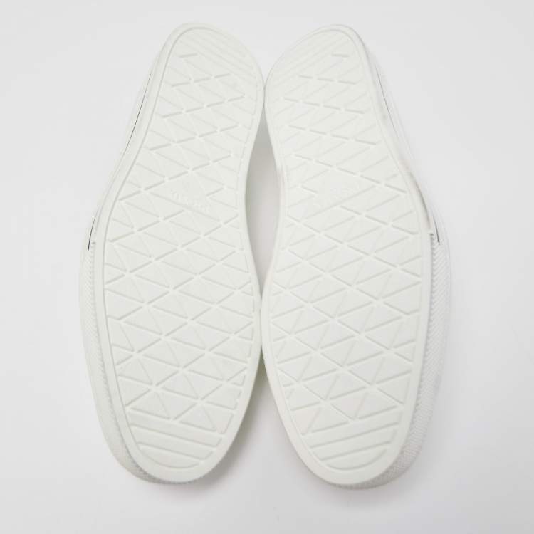 Pre Owned Prada White Nylon Logo Slip On Sneakers Size 43