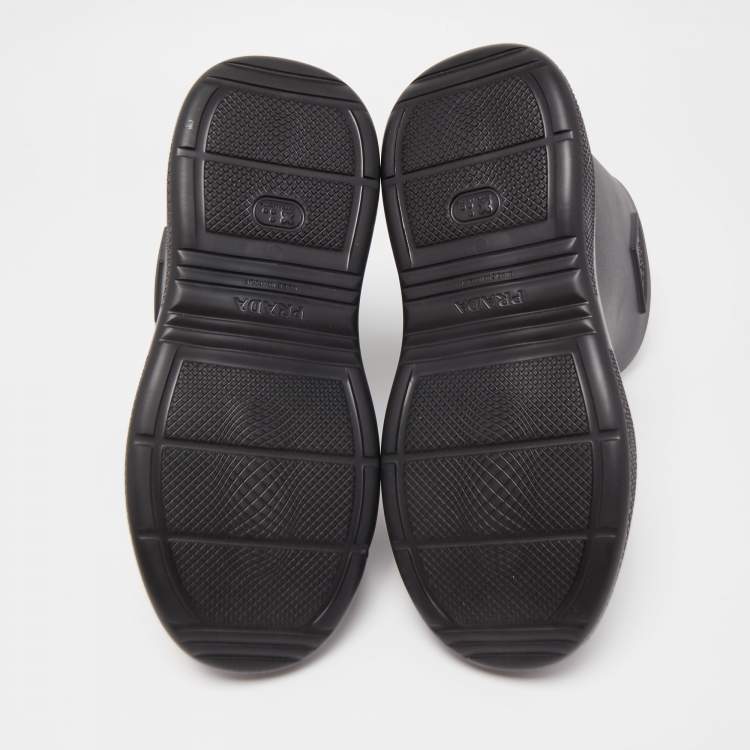 Pre Owned Prada Black Rubber Rain Boots Size 42