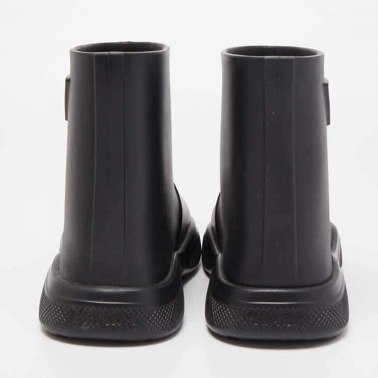 Pre Owned Prada Black Rubber Rain Boots Size 42
