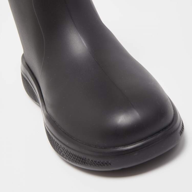 Pre Owned Prada Black Rubber Rain Boots Size 42