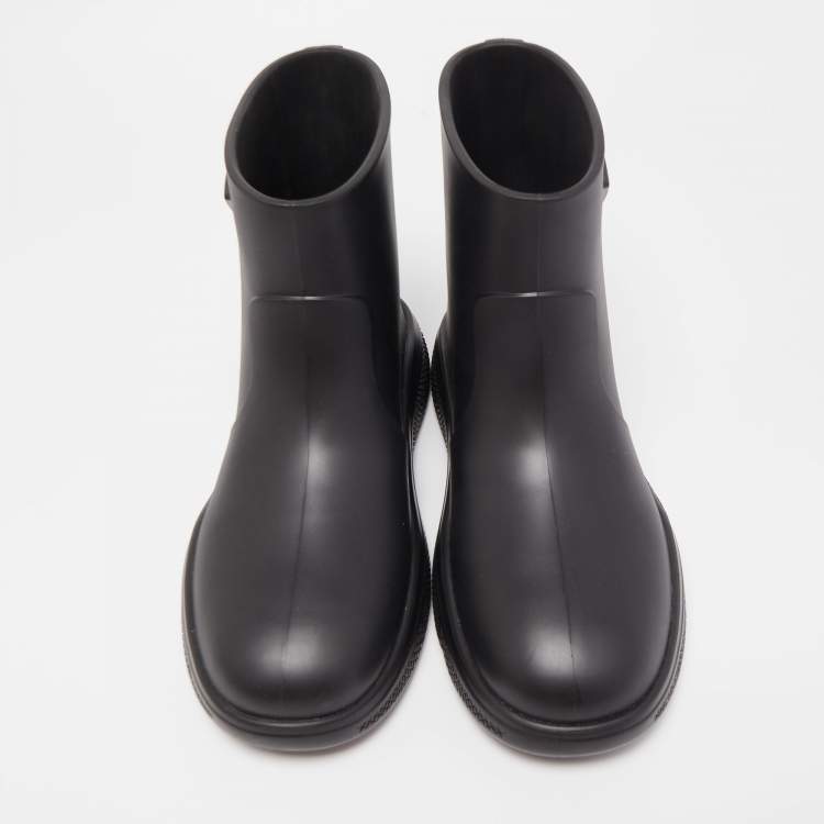 Pre Owned Prada Black Rubber Rain Boots Size 42