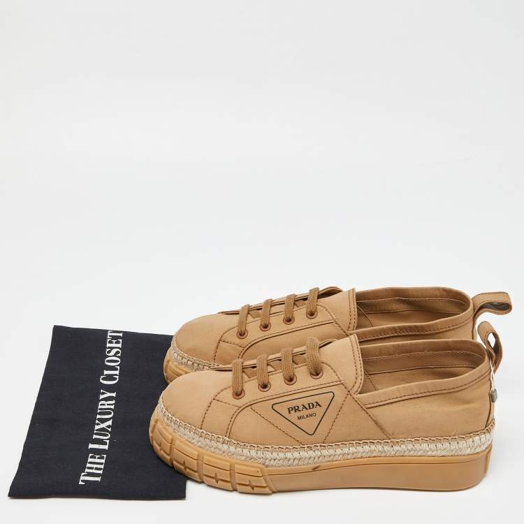 Pre Owned Prada Brown Canvas Low Top Sneakers Size 44
