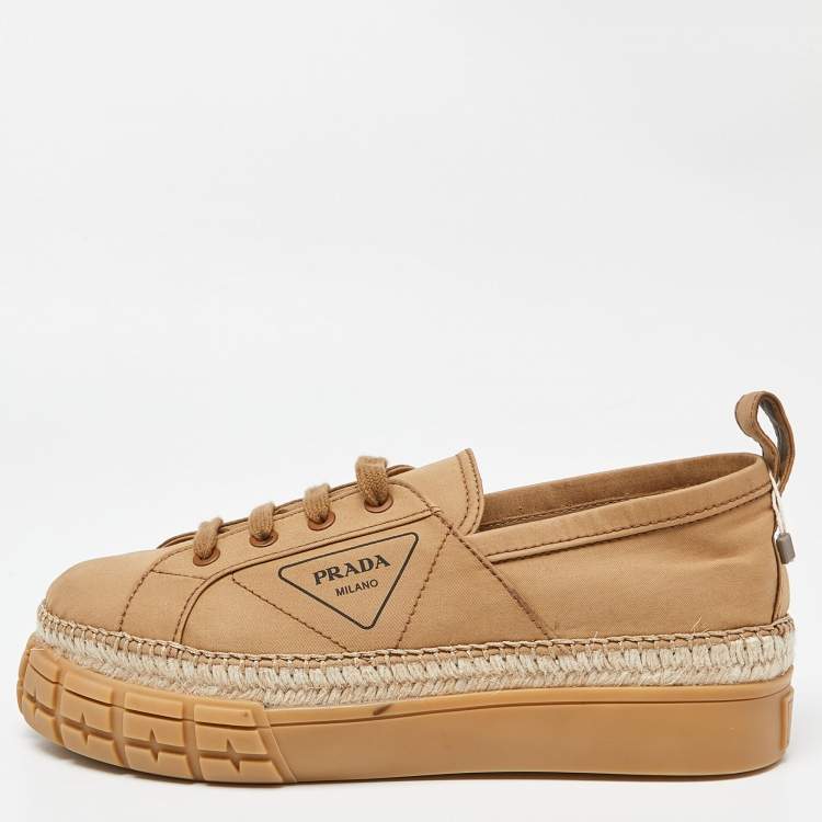 Pre Owned Prada Brown Canvas Low Top Sneakers Size 44