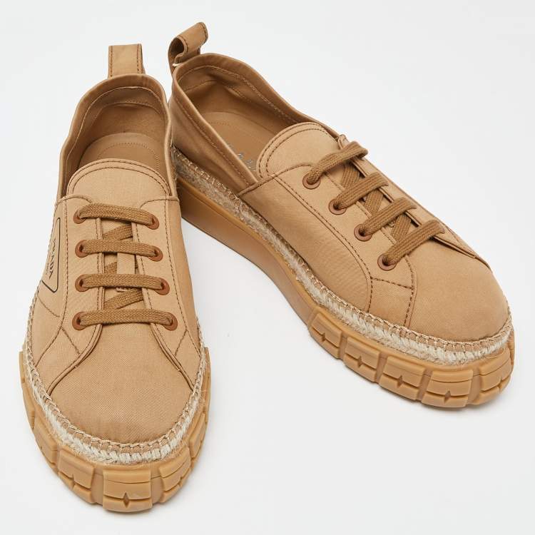 Pre Owned Prada Brown Canvas Low Top Sneakers Size 44