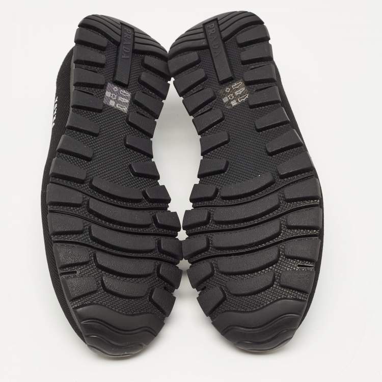 Pre Owned Prada Black Knit Fabric Slip On Sneakers Size 42
