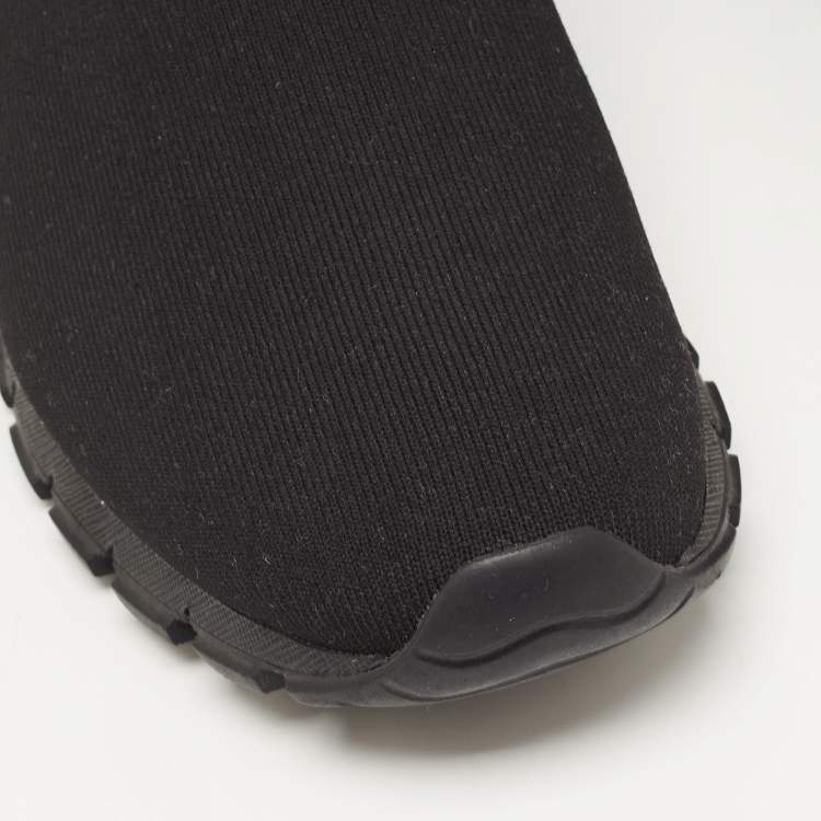 Pre Owned Prada Black Knit Fabric Slip On Sneakers Size 42