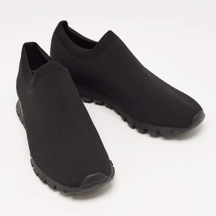 Pre Owned Prada Black Knit Fabric Slip On Sneakers Size 42