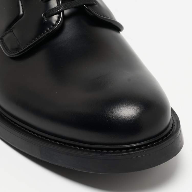 Pre Owned Prada Black Leather Lace Up Derby Size 40 