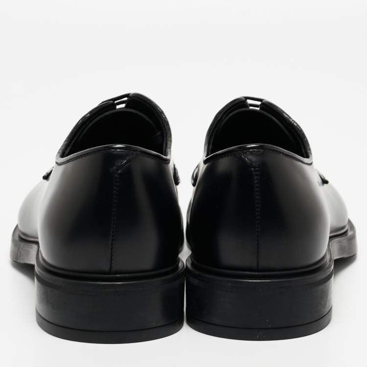 Pre Owned Prada Black Leather Lace Up Derby Size 40 