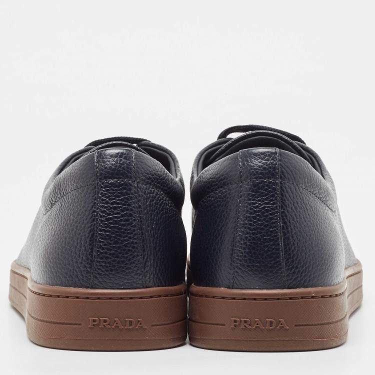 Pre Owned Prada Navy Blue Leather Low Top Sneakers Size 42