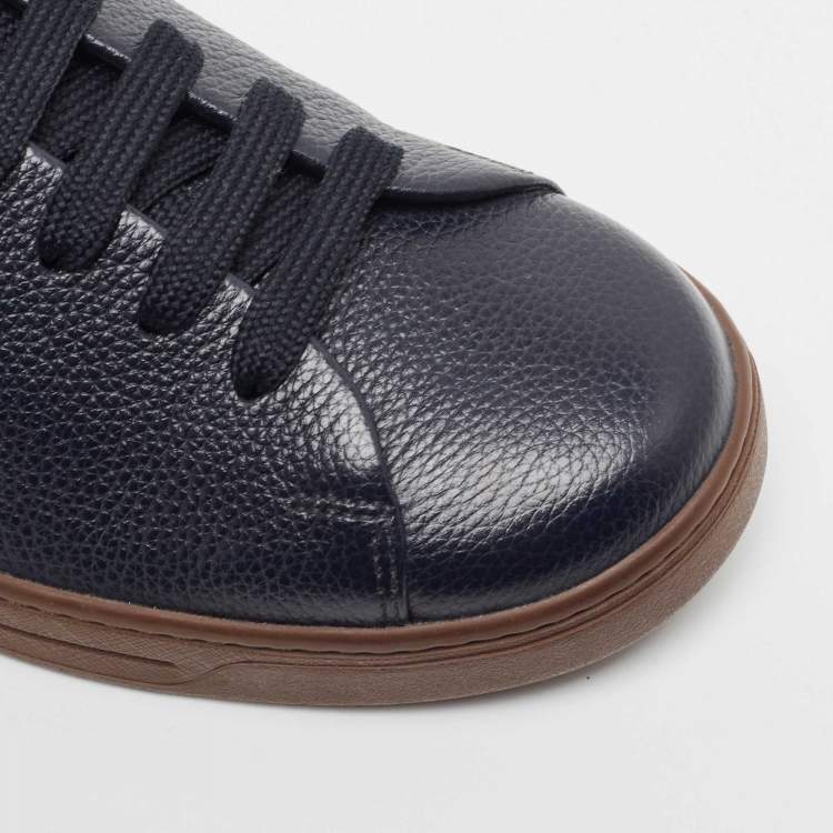 Pre Owned Prada Navy Blue Leather Low Top Sneakers Size 42