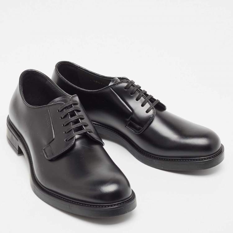 Pre Owned Prada Black Leather Lace Up Derby Size 40