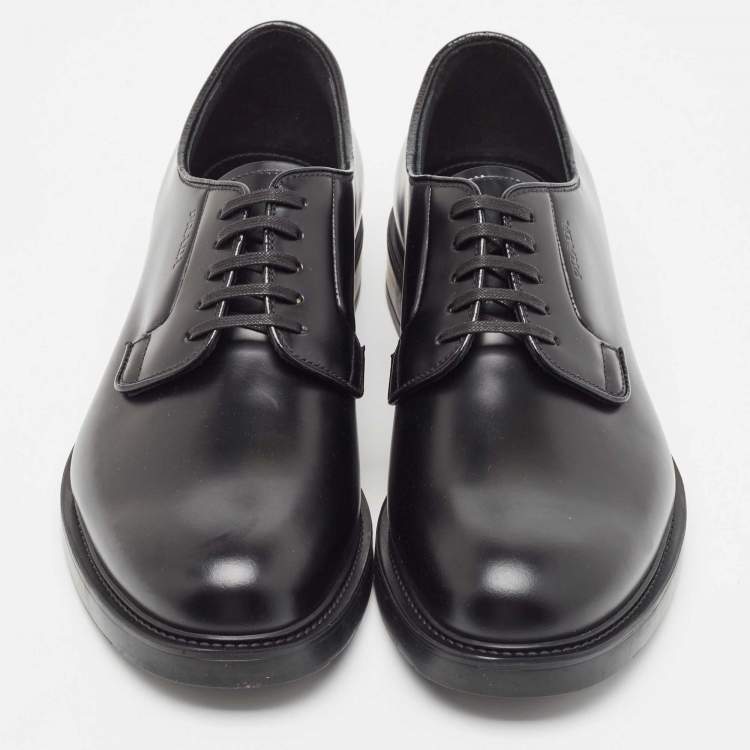 Pre Owned Prada Black Leather Lace Up Derby Size 40